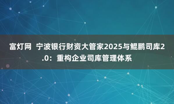 富灯网  宁波银行财资大管家2025与鲲鹏司库2.0：重构企业司库管理体系