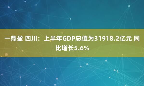 一鼎盈 四川：上半年GDP总值为31918.2亿元 同比增长5.6%